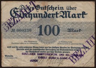 Bunzlau/ Bunzlauer Dampfsägewerk und Holzhandlung, 100 Mark, 1922