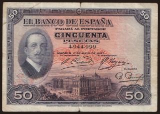 50 pesetas, 1927