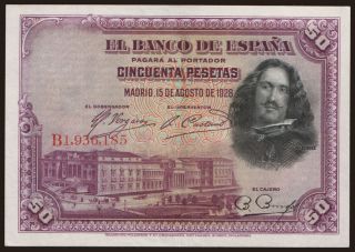 50 pesetas, 1928
