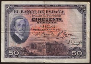50 pesetas, 1927