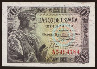1 peseta, 1943