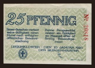 Logumkloster/ Bürgermeister, 25 Pfennig, 1920