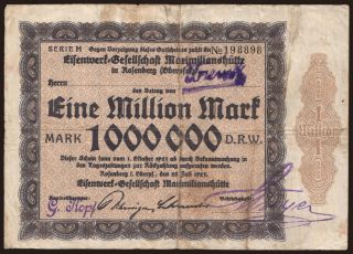 Rosenberg/ Eisenwerk-Gesellschaft Maximilianshütte, 1.000.000 Mark, 1923