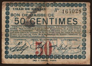 Renaix, 50 centimes, 1915