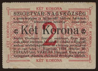 Szigetvár, 2 korona, 1920