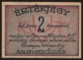 Nagyszőllős/ Ugocsai Világítási R.T., 2 korona, 1919