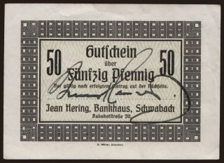 Schwabach/ Jean Hering Bankhaus, 50 Pfennig, 1919