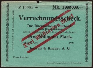 Hüfingen/ Boswau & Knauer A.G., 3.000.000.000 Mark, 1923