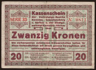 Komotau, 20 Kronen, 1918