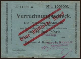 Hüfingen/ Boswau & Knauer A.G., 1.000.000.000 Mark, 1923