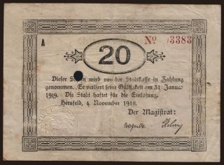 Hersfeld/ Stadt, 20 Mark, 1918