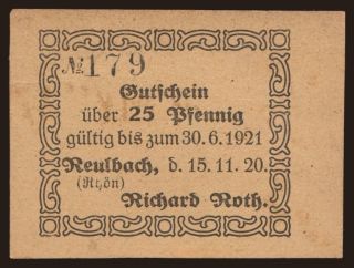 Reulbach/ Richard Roth, 25 Pfennig, 1920