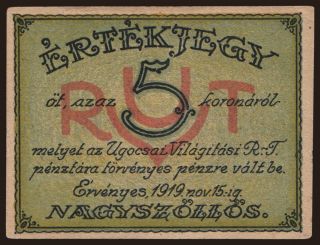 Nagyszőllős/ Ugocsai Világítási R.T., 5 korona, 1919