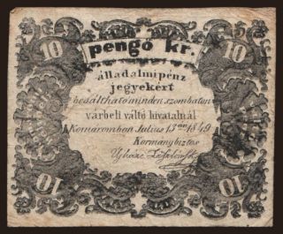 Komárom, 10 krajcár, 1849