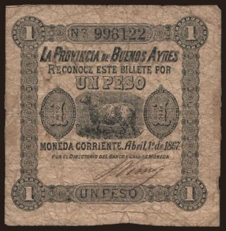 Buenos Ayres, 1 peso, 1867