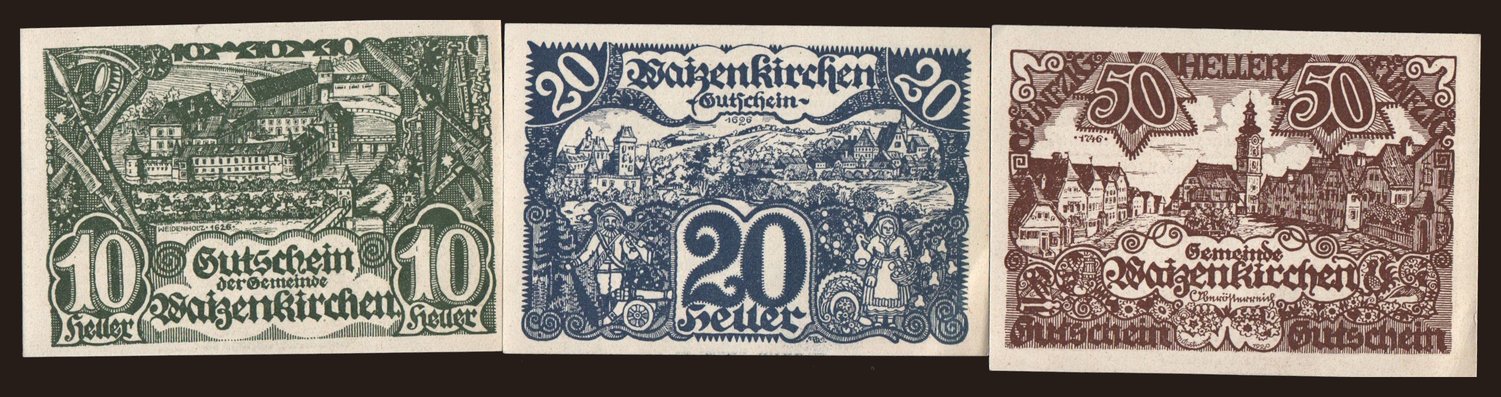 Weizenkirchen, 10, 20, 50 Heller, 1920