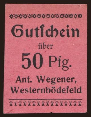 Westernbödenfeld/ Anton Wegener, 50 Pfennig, 1919
