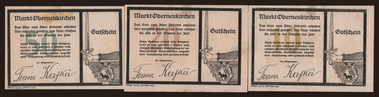 Oberneukirchen, 10, 20, 50 Heller, 1920