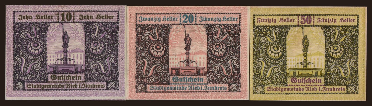 Ried/ Innkreis, 10, 20, 50 Heller, 1920