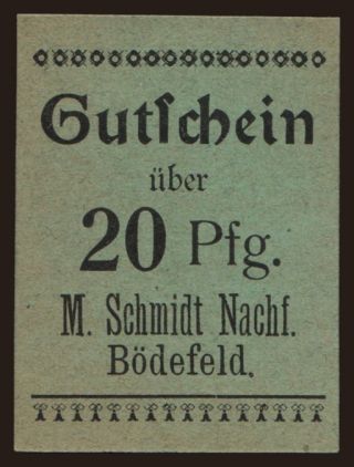 Bödefeld/ M. Schmidt, 20 Pfennig, 191?