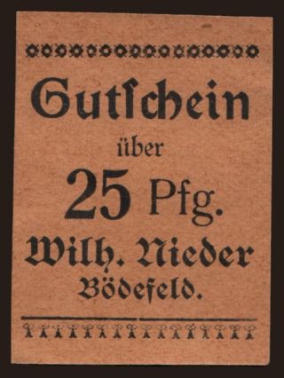 Bödefeld/ Wilh. Nieder, 25 Pfennig, 1920
