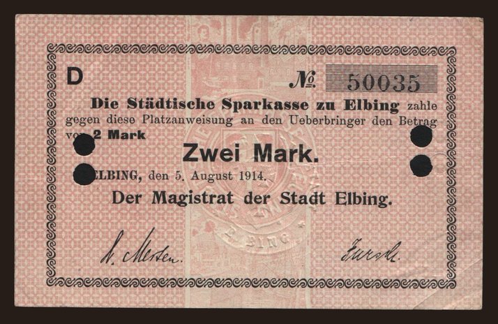 Elbing/ Elblag, 2 Mark, 1914