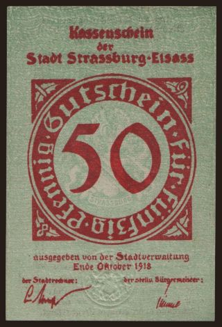 Strassburg, 50 Pfennig, 1918