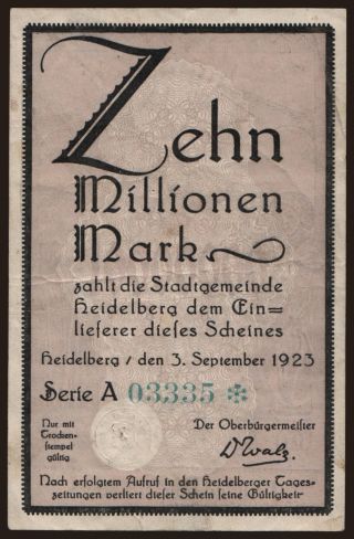 Heidelberg/ Stadt, 10.000.000 Mark, 1923