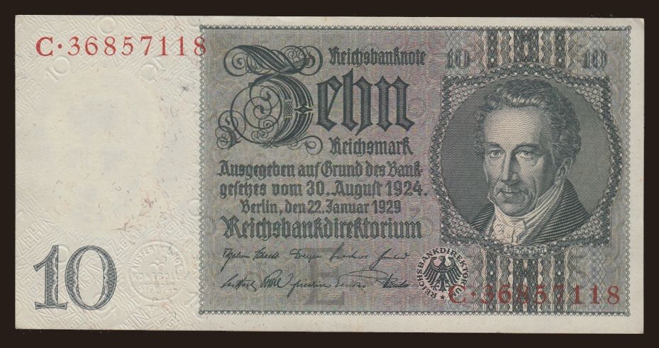 10 reichsmark, 1929, E/C