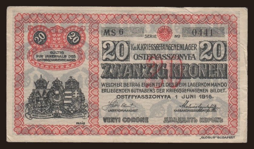 Ostffyasszonyfa, 20 korona, 1916