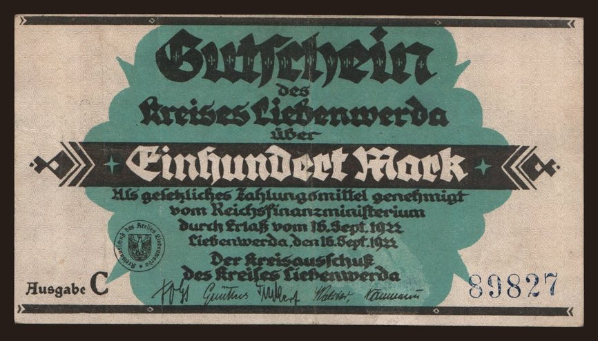 Leibenwerda/ Stadt, 100 Mark, 1922