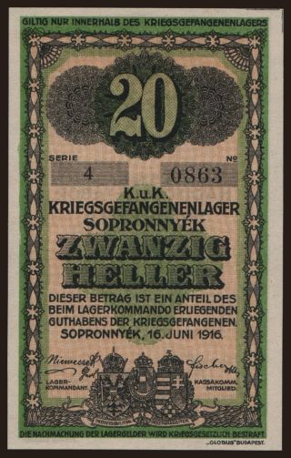 Sopronnyék, 20 Heller, 1916