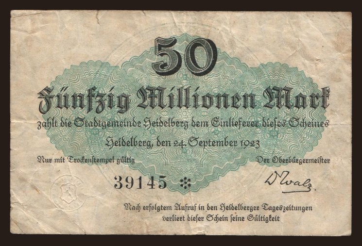 Heidelberg/ Stadt, 50.000.000 Mark, 1923