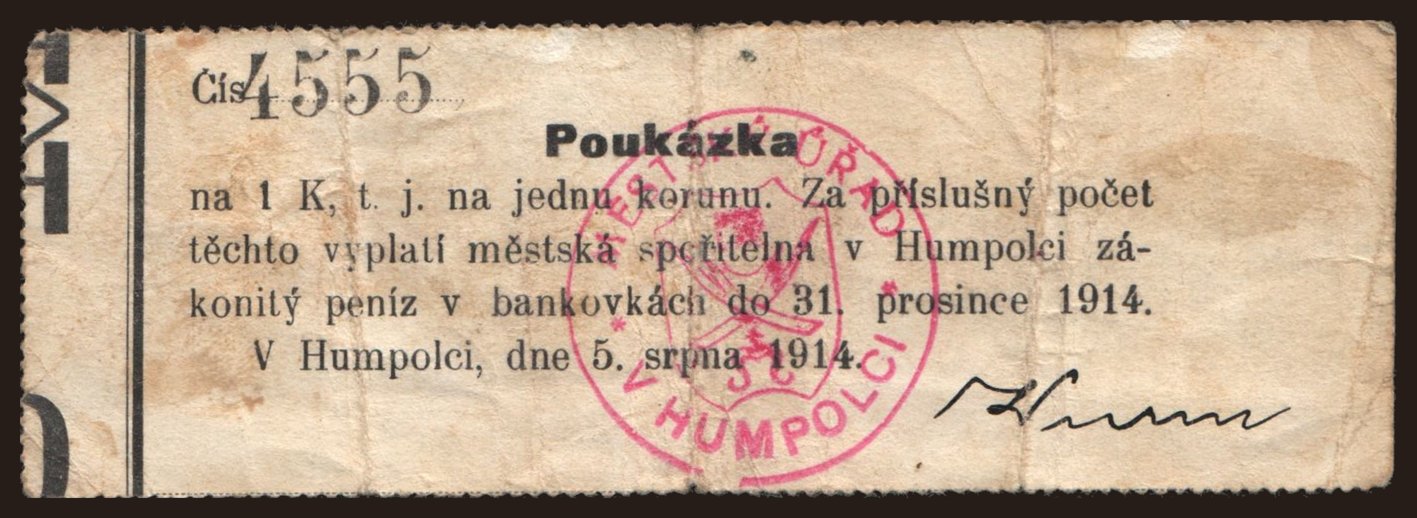 Humpolec, 1 koruna, 1914