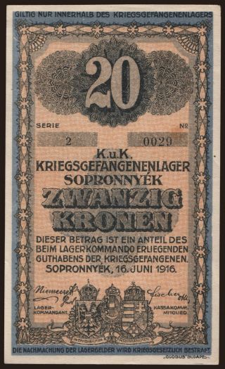 Sopronnyék, 20 Kronen, 1916