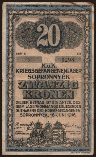 Sopronnyék, 20 Kronen, 1916