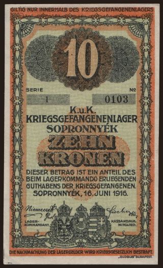 Sopronnyék, 10 Kronen, 1916