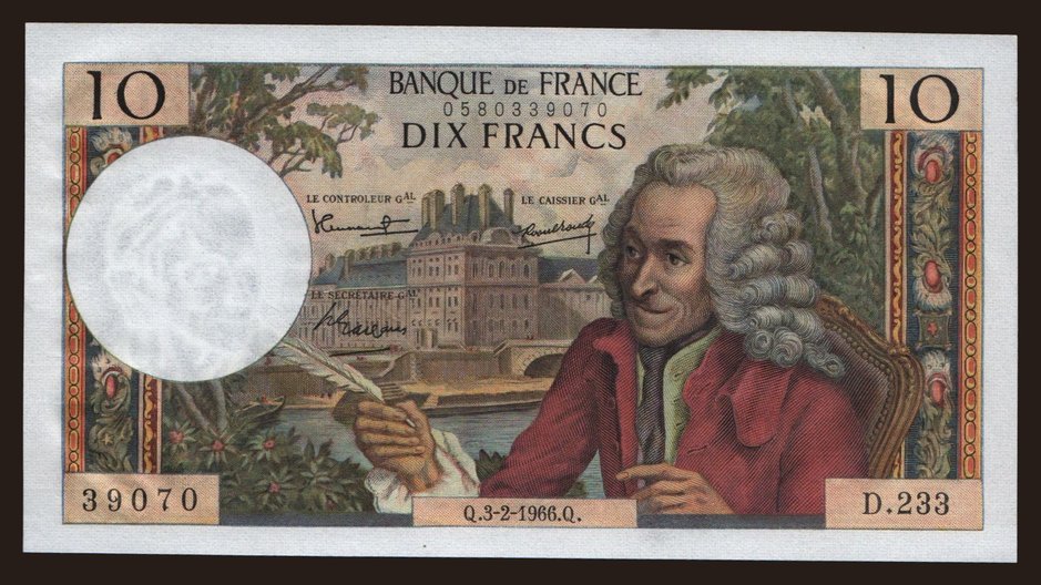 10 francs, 1966