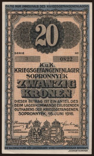 Sopronnyék, 20 Kronen, 1916