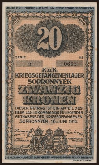 Sopronnyék, 20 Kronen, 1916