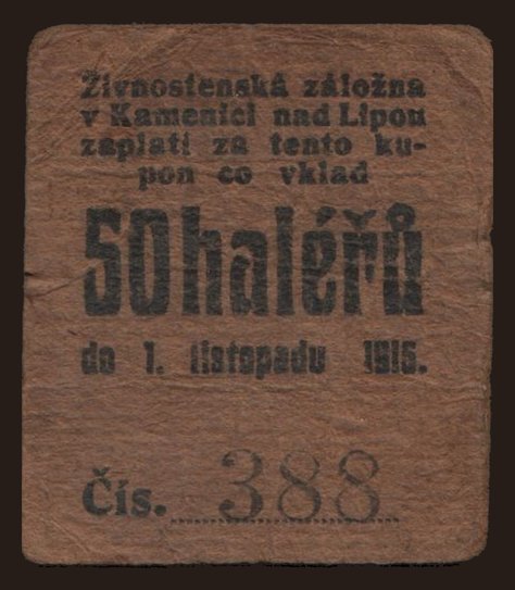 Kamenici nad Lipou, 50 haléřů, 1914
