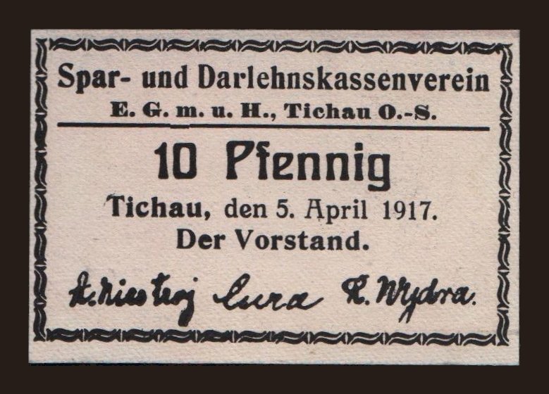 Tychau (Tychy), 10 Pfennig, 1917