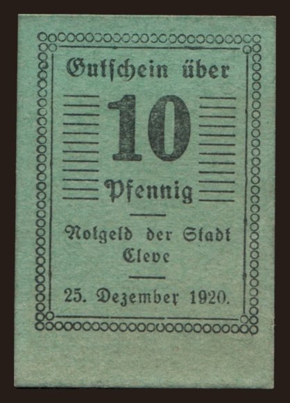 Cleve, 10 Pfennig, 1920