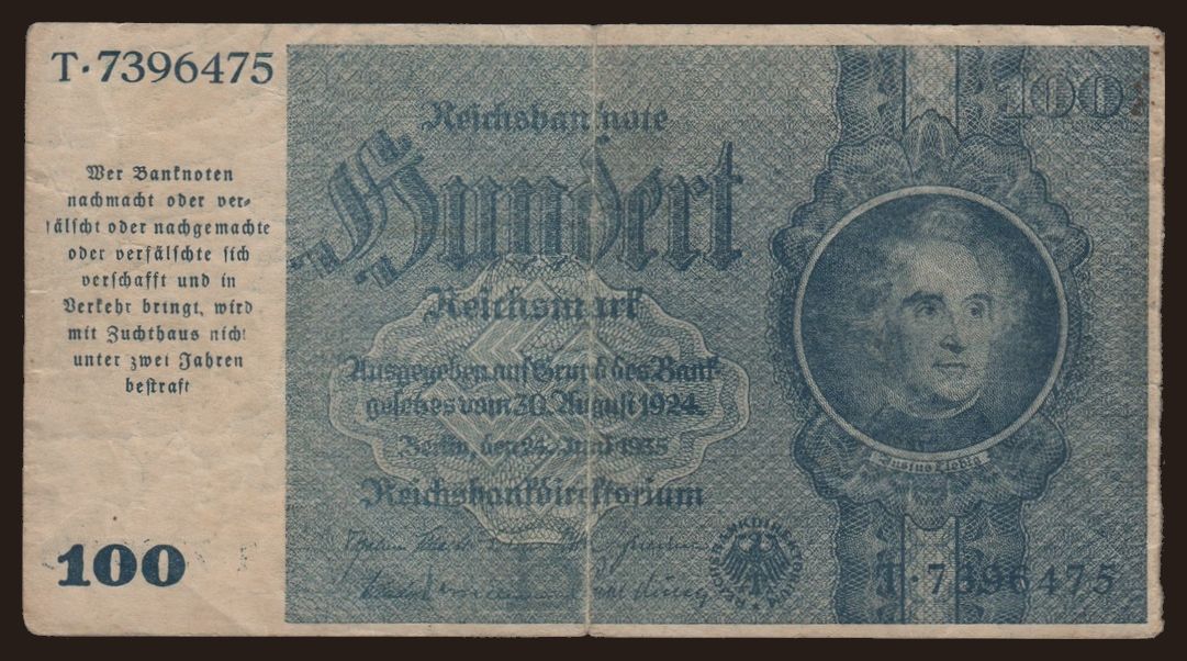 100 Reichsmark, 1935(45),
 Schörner