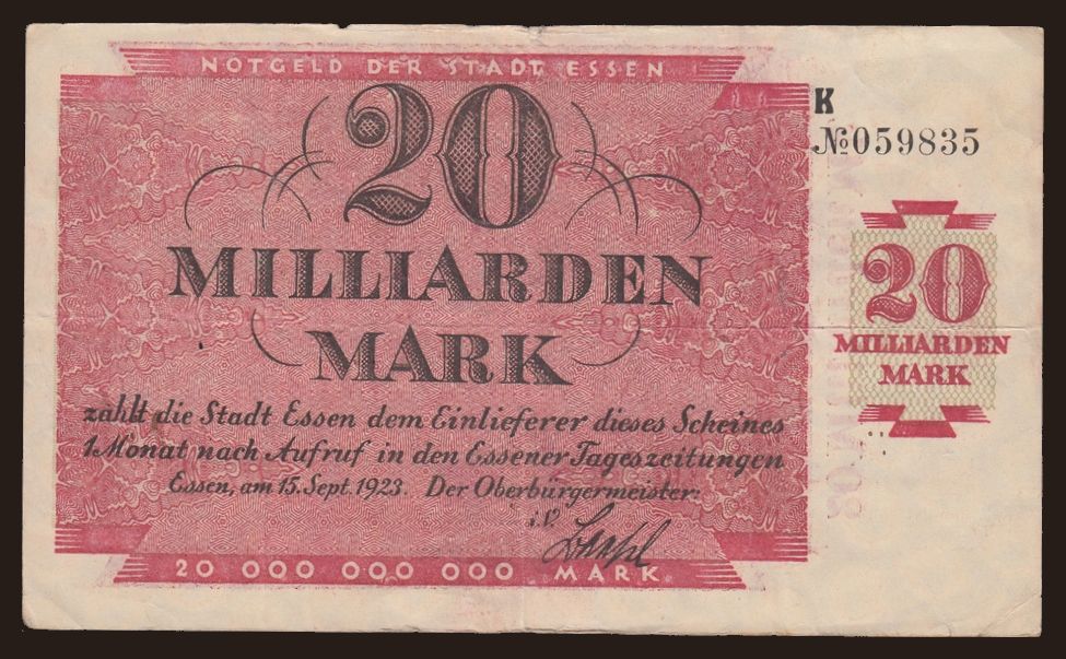 Essen/ Stadt, 20.000.000.000 Mark, 1923