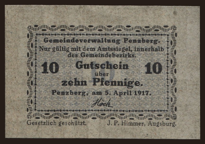 Penzberg, 10 Pfennig, 1917