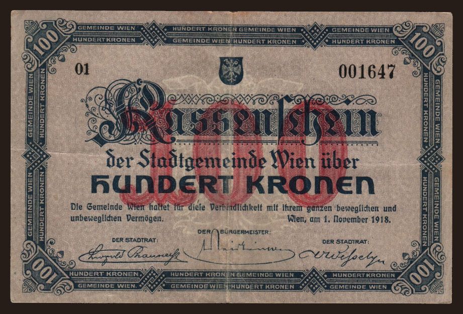 Wien, 100 Kronen, 1918