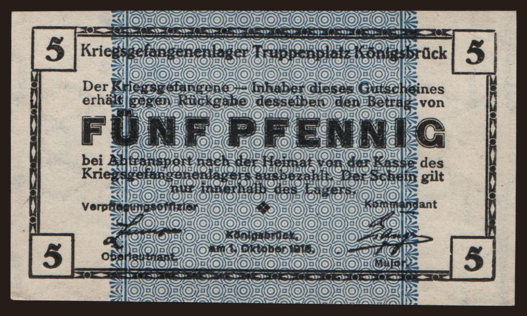 Königsbrück, 5 Pfennig, 1915