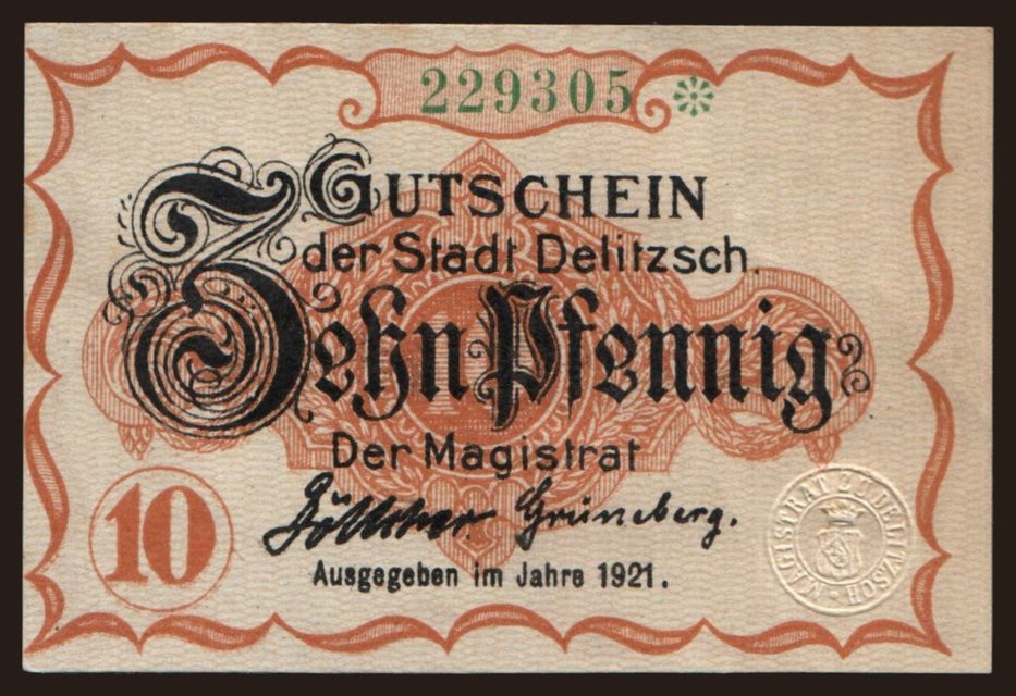 Delitzsch, 10 Pfennig, 1921