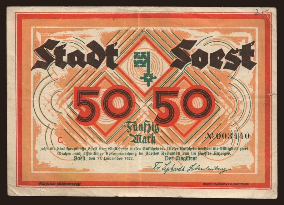 Soest/ Stadt, 50 Mark, 1922